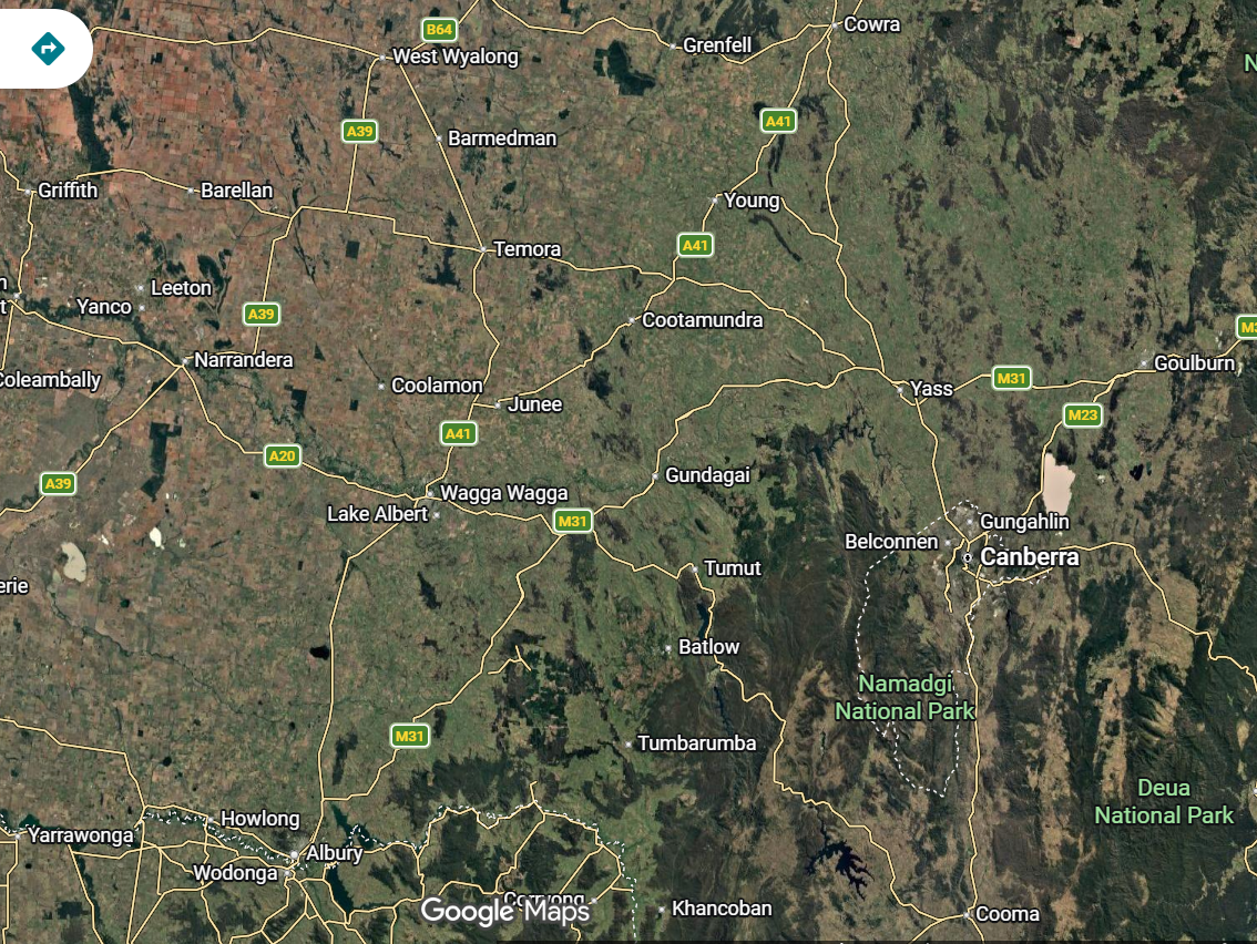 Wagga Wagga, Albury Wodonga, Canberra, ACT, Queanbeyan, Bungedore, Goulburn